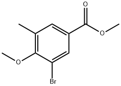 3-Bromo-4-methoxy-5-methyl-benzoic acid methyl ester Struktur