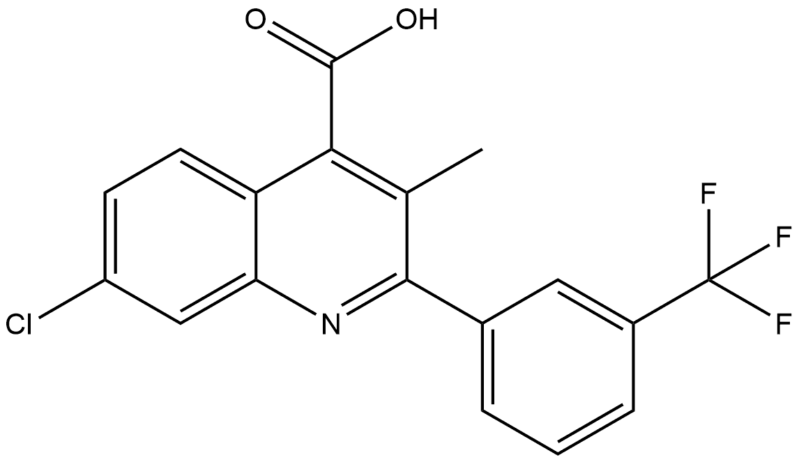 7-chloro-3-methyl-2-(3-(trifluoromethyl)phenyl)quinoline-4-carboxylic acid Struktur