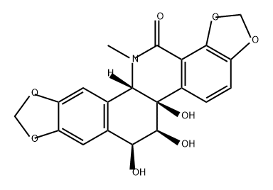 [1,3]Benzodioxolo[5,6-c]-1,3-dioxolo[4,5-i]phenanthridin-14(5bH)-one, 6,7,12b,13-tetrahydro-5b,6,7-trihydroxy-13-methyl-, (5bR,6S,7S,12bS)- Struktur