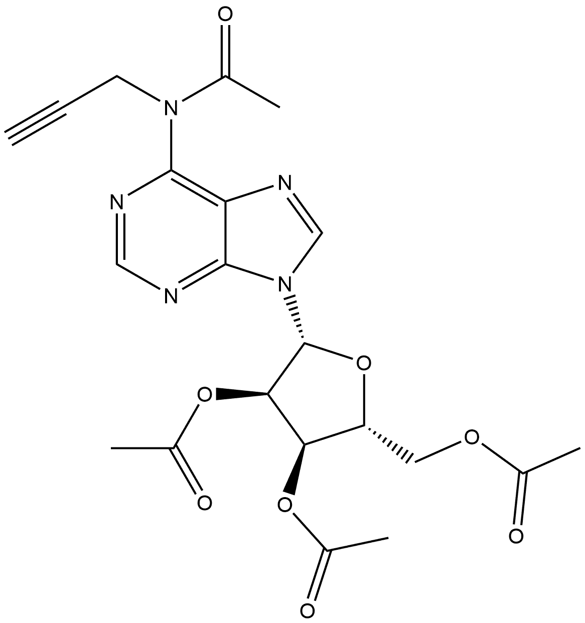 Adenosine, N-acetyl-N-2-propyn-1-yl-, 2′,3′,5′-triacetate Struktur