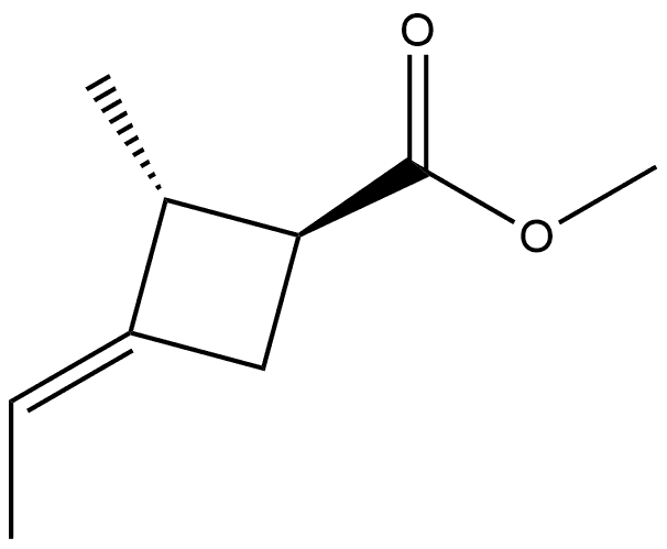 Cyclobutanecarboxylic acid, 3-ethylidene-2-methyl-, methyl ester, [1S- Struktur