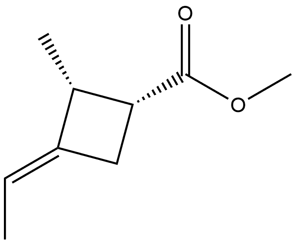 Cyclobutanecarboxylic acid, 3-ethylidene-2-methyl-, methyl ester, [1R- Struktur