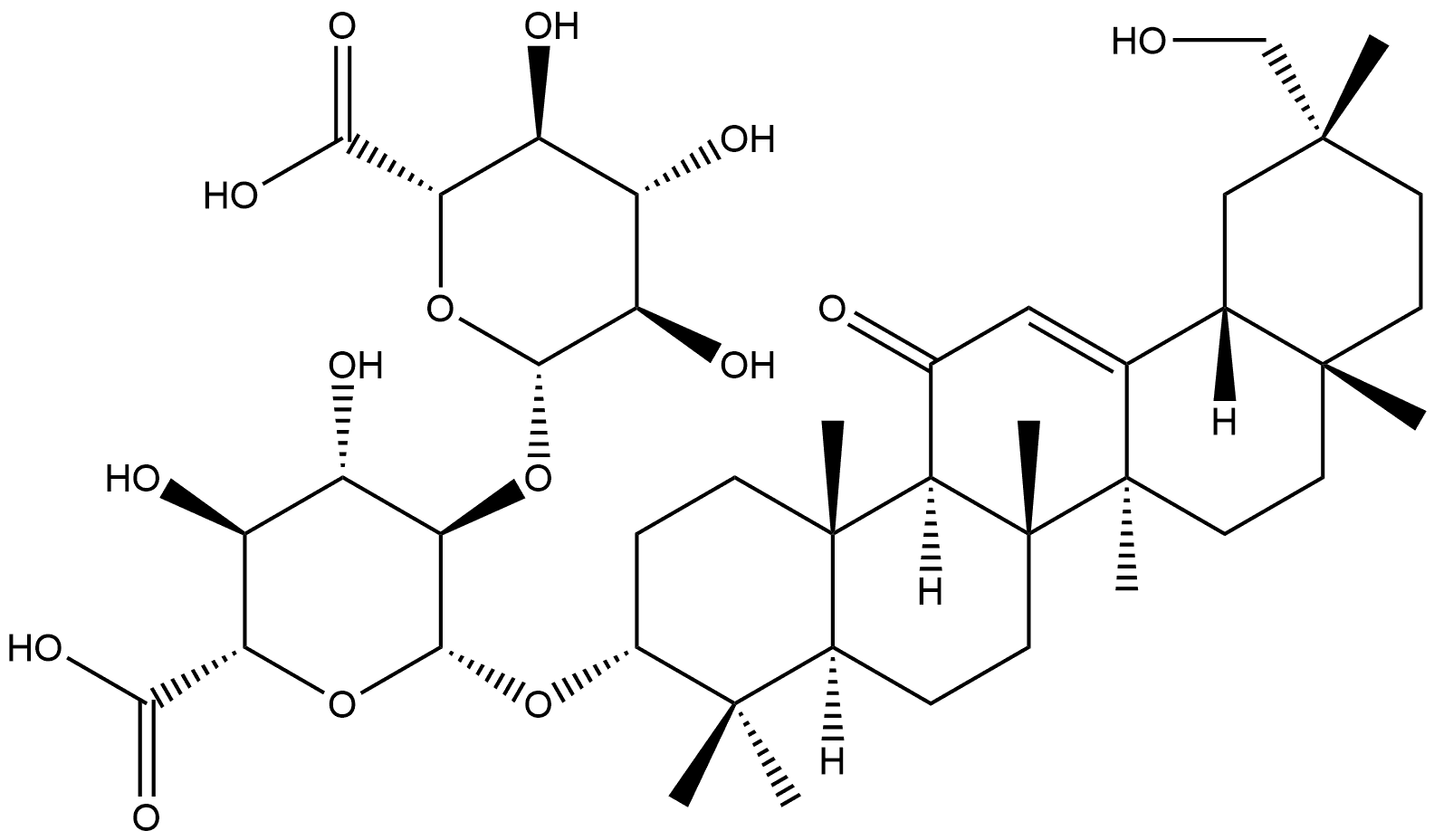 β-D-Glucopyranosiduronic acid, (3β,20β)-29-hydroxy-11-oxoolean-12-en-3-yl 2-O-β-D-glucopyranuronosyl- Struktur