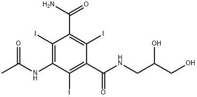 1,3-Benzenedicarboxamide, 5-(acetylamino)-N1-(2,3-dihydroxypropyl)-2,4,6-triiodo- Struktur