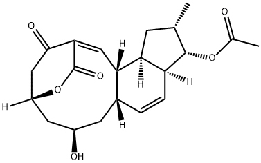 2,5-Ethanoindeno[4,5-e]oxecin-3,15(5H)-dione, 11-(acetyloxy)-6,7,8,8a,10a,11,12,13,13a,13b-decahydro-7-hydroxy-12-methyl-, (1Z,5R,7R,8aS,10aS,11S,12S,13aR,13bS)- Struktur