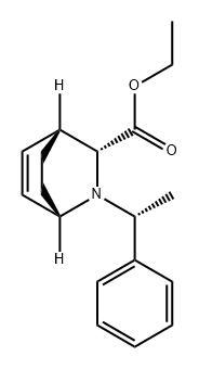 2-Azabicyclo[2.2.2]oct-5-ene-3-carboxylic acid, 2-[(1R)-1-phenylethyl]-, ethyl ester, (1S,3R,4R)- Struktur