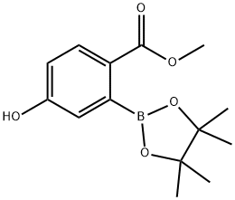 Benzoic acid, 4-hydroxy-2-(4,4,5,5-tetramethyl-1,3,2-dioxaborolan-2-yl)-, methyl ester Struktur