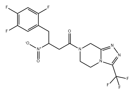 1-Butanone, 1-[5,6-dihydro-3-(trifluoromethyl)-1,2,4-triazolo[4,3-a]pyrazin-7(8H)-yl]-3-nitro-4-(2,4,5-trifluorophenyl)- Struktur