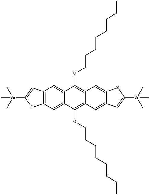 (5,11-bis(octyloxy)anthra[2,3-b:6,7-b']dithiophene-2,8-diyl)bis(trimethylstannane) Struktur