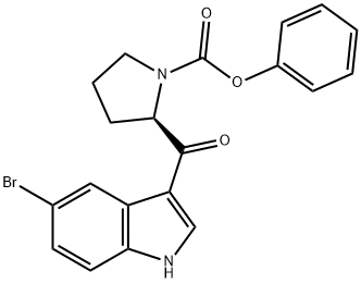 1-Pyrrolidinecarboxylic acid, 2-[(5-bromo-1H-indol-3-yl)carbonyl]-, phenyl ester, (2R)- Struktur