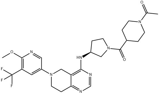 Ethanone, 1-[4-[[(3S)-3-[[5,6,7,8-tetrahydro-6-[6-methoxy-5-(trifluoromethyl)-3-pyridinyl]pyrido[4,3-d]pyrimidin-4-yl]amino]-1-pyrrolidinyl]carbonyl]-1-piperidinyl]- Struktur