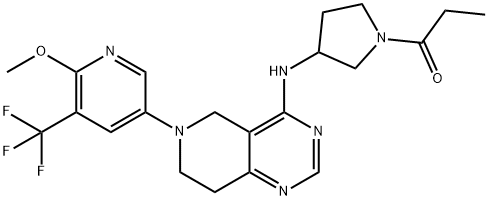 1-Propanone, 1-[3-[[5,6,7,8-tetrahydro-6-[6-methoxy-5-(trifluoromethyl)-3-pyridinyl]pyrido[4,3-d]pyrimidin-4-yl]amino]-1-pyrrolidinyl]- Struktur