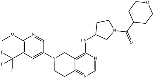 Methanone, [3-[[5,6,7,8-tetrahydro-6-[6-methoxy-5-(trifluoromethyl)-3-pyridinyl]pyrido[4,3-d]pyrimidin-4-yl]amino]-1-pyrrolidinyl](tetrahydro-2H-pyran-4-yl)- Struktur