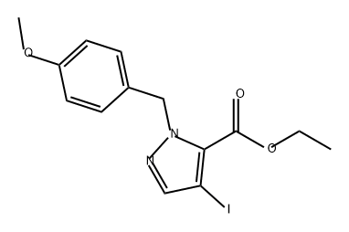 1H-Pyrazole-5-carboxylic acid, 4-iodo-1-[(4-methoxyphenyl)methyl]-, ethyl ester Struktur