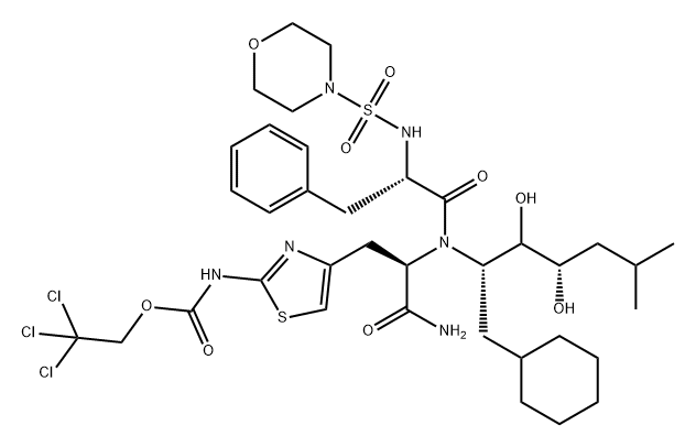 L-Alaninamide, N-(4-morpholinylsulfonyl)-L-phenylalanyl-N-[1-(cyclohexylmethyl)-2,3-dihydroxy-5-methylhexyl]-3-[2-[[(2,2,2-trichloroethoxy)carbonyl]amino]-4-thiazolyl]-, [1S-(1R*,2S*,3R*)]- (9CI) Struktur