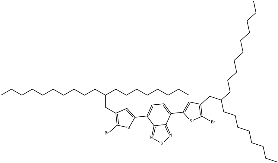 4,7-bis(5-bromo-4-(2-octyldodecyl)-2-thienyl)-2,1,3-benzothiadiazole Struktur