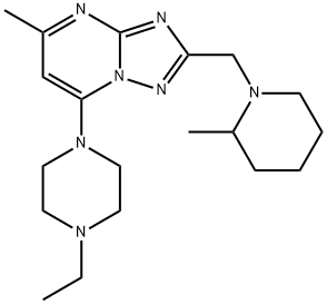 [1,2,4]Triazolo[1,5-a]pyrimidine, 7-(4-ethyl-1-piperazinyl)-5-methyl-2-[(2-methyl-1-piperidinyl)methyl]- Struktur