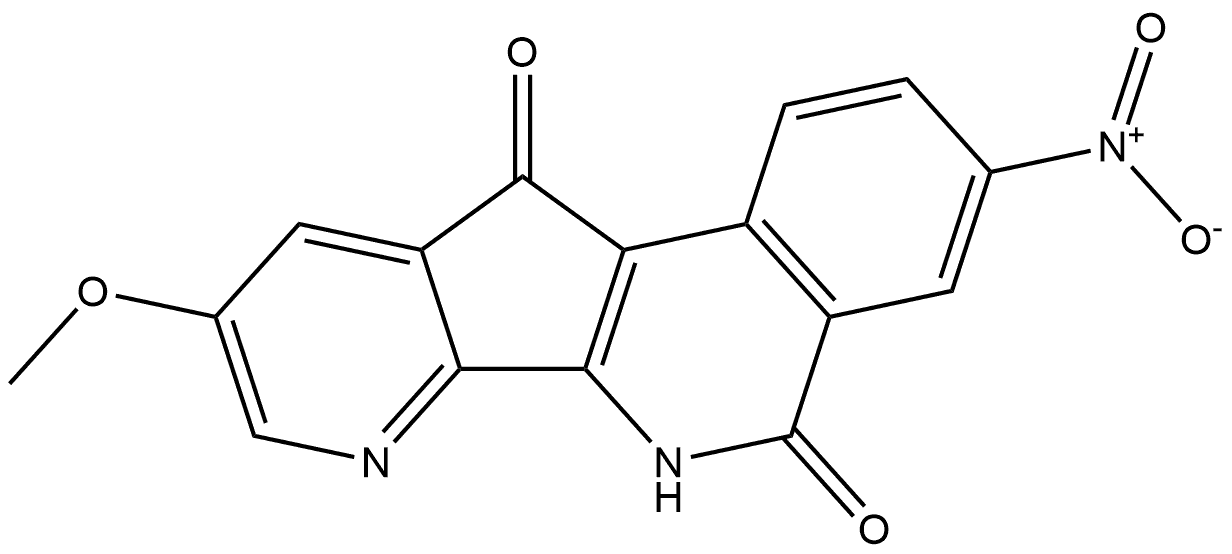 9-Methoxy-3-nitro-5H-pyrido[3′,2′:4,5]cyclopent[1,2-c]isoquinoline-5,11(6H)-dione Struktur