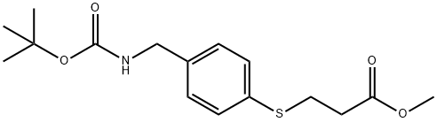 Propanoic acid, 3-[[4-[[[(1,1-dimethylethoxy)carbonyl]amino]methyl]phenyl]thio]-, methyl ester Struktur