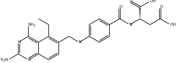 L-Aspartic acid, N-[4-[[(2,4-diamino-5-ethyl-6-quinazolinyl)methyl]amino]benzoyl]- Struktur