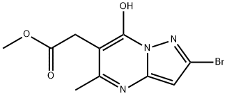 Pyrazolo[1,5-a]pyrimidine-6-acetic acid, 2-bromo-7-hydroxy-5-methyl-, methyl ester Struktur