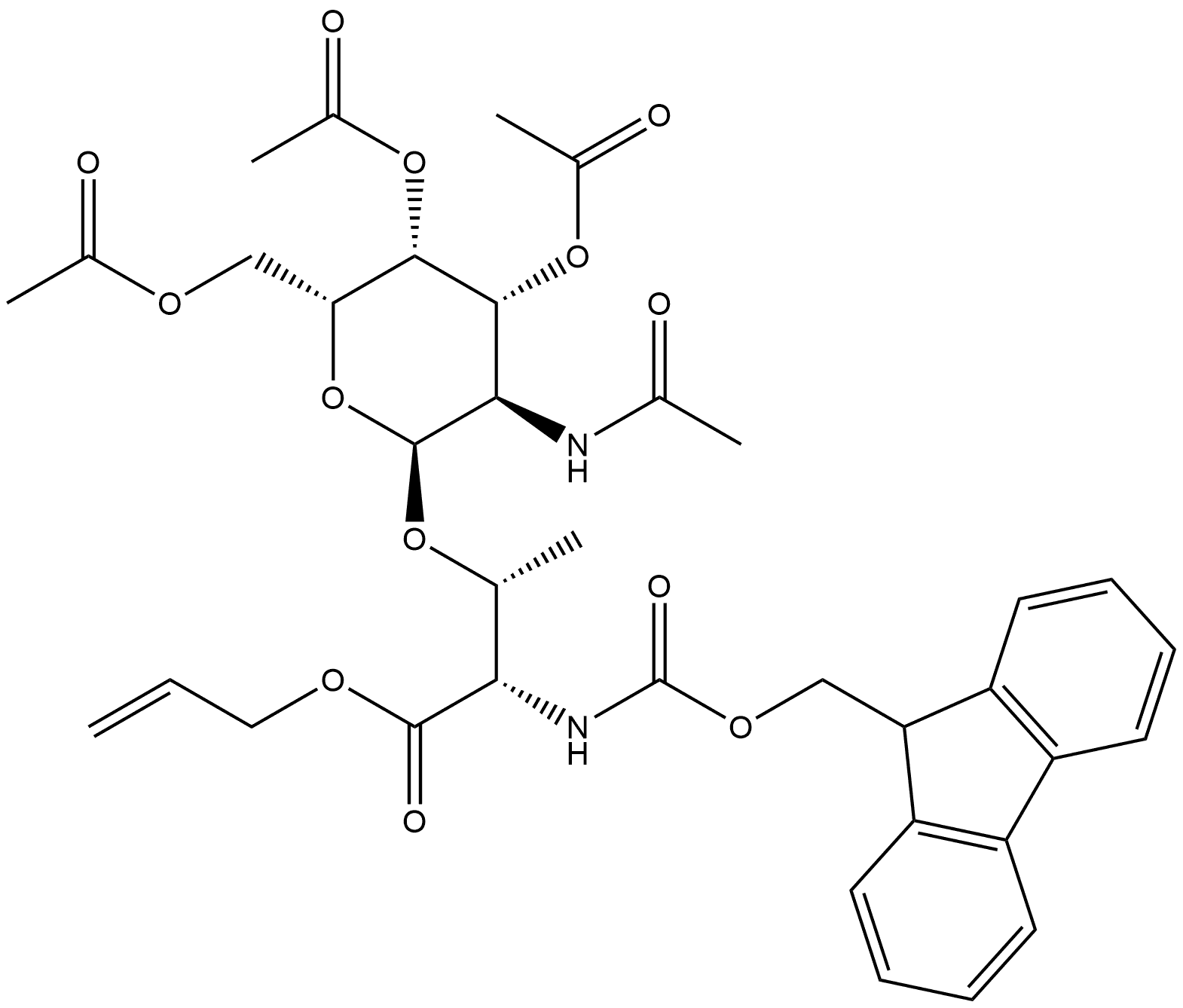 Fmoc-L-Thr(α-D-GalNAc(Ac)3)-Oallyl Struktur