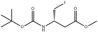 Butanoic acid, 3-[[(1,1-dimethylethoxy)carbonyl]amino]-4-iodo-, methyl ester, (3S)- Struktur