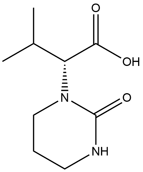 1(2H)-Pyrimidineacetic acid, tetrahydro-α-(1-methylethyl)-2-oxo-, (αR)- Struktur