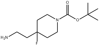 1-Piperidinecarboxylic acid, 4-(2-aminoethyl)-4-fluoro-, 1,1-dimethylethyl ester Struktur