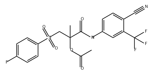 Propanamide, 2-(acetyloxy)-N-[4-cyano-3-(trifluoromethyl)phenyl]-3-[(4-fluorophenyl)sulfonyl]-2-methyl- Struktur