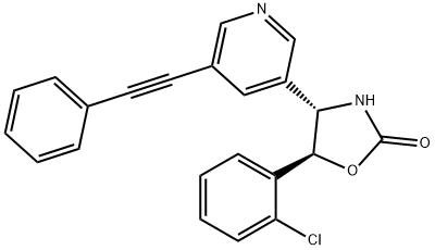 (4S,5S)-5-(2-Chlorophenyl)-4-[5-(2-phenylethynyl)-3-pyridinyl]-2-oxazolidinone Struktur