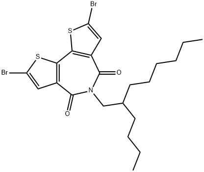 4H-Dithieno[3,2-c:2',3'-e]azepine-4,6(5H)-dione, 2,8-dibromo-5-(2-butyloctyl)- Struktur