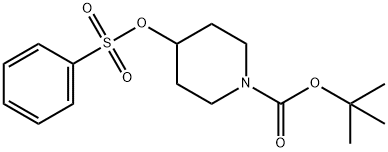 1-Piperidinecarboxylic acid, 4-[(phenylsulfonyl)oxy]-, 1,1-dimethylethyl ester Struktur