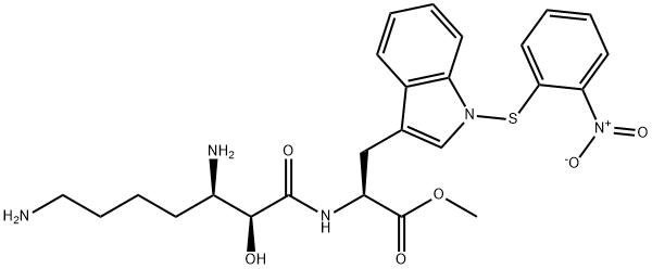 3,7-diamino-2-hydroxyheptanoic acid-2-(2-nitrophenylsulfenyl)tryptophan methyl ester Struktur