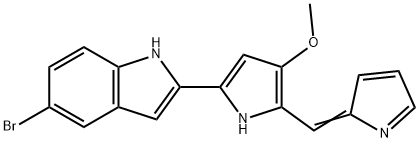 1H-Indole, 5-bromo-2-[4-methoxy-5-(2H-pyrrol-2-ylidenemethyl)-1H-pyrrol-2-yl]- Struktur