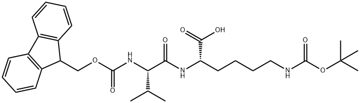 L-Lysine, N-[(9H-fluoren-9-ylmethoxy)carbonyl]-L-valyl-N6-[(1,1-dimethylethoxy)carbonyl]- Struktur