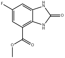 6-Fluoro-2-oxo-2,3-dihydro-1H-benzoimidazole-4-carboxylic acid methyl ester Struktur