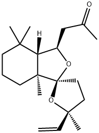 1-[[(1S,3R)-3,3aα,4,4',5,5',6,7-Octahydro-4,4,5'α,7aβ-tetramethyl-5'β-ethenylspiro[isobenzofuran-1(7aH),2'(3'H)-furan]]-3α-yl]-2-propanone Struktur