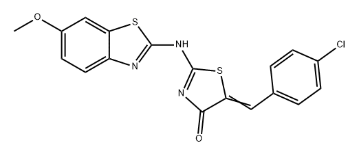 4(5H)-Thiazolone, 5-[(4-chlorophenyl)methylene]-2-[(6-methoxy-2-benzothiazolyl)amino]- Struktur