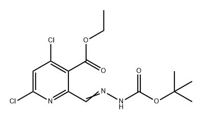 3-Pyridinecarboxylic acid, 4,6-dichloro-2-[[2-[(1,1-dimethylethoxy)carbonyl]hydrazinylidene]methyl]-, ethyl ester Struktur