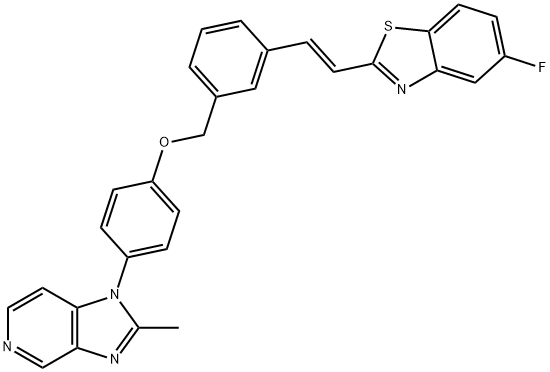 1H-Imidazo[4,5-c]pyridine, 1-[4-[[3-[(1E)-2-(5-fluoro-2-benzothiazolyl)ethenyl]phenyl]methoxy]phenyl]-2-methyl- Struktur