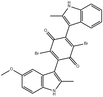 2,5-Cyclohexadiene-1,4-dione, 2,5-dibromo-3-(5-methoxy-2-methyl-1H-indol-3-yl)-6-(2-methyl-1H-indol-3-yl)- Struktur