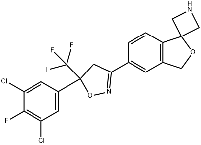 Spiro[azetidine-3,1'(3'H)-isobenzofuran], 5'-[5-(3,5-dichloro-4-fluorophenyl)-4,5-dihydro-5-(trifluoromethyl)-3-isoxazolyl]- Struktur