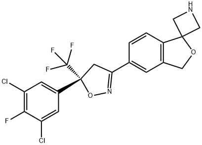 Spiro[azetidine-3,1'(3'H)-isobenzofuran], 5'-[(5R)-5-(3,5-dichloro-4-fluorophenyl)-4,5-dihydro-5-(trifluoromethyl)-3-isoxazolyl]- Struktur