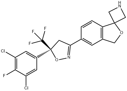 Spiro[azetidine-3,1'(3'H)-isobenzofuran], 5'-[(5S)-5-(3,5-dichloro-4-fluorophenyl)-4,5-dihydro-5-(trifluoromethyl)-3-isoxazolyl]- Struktur