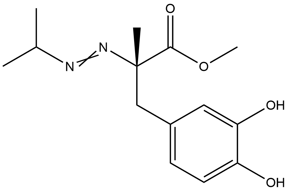 Benzenepropanoic acid, 3,4-dihydroxy-α-methyl-α-[2-(1-methylethyl)diazenyl]-, methyl ester, (αS)- Struktur