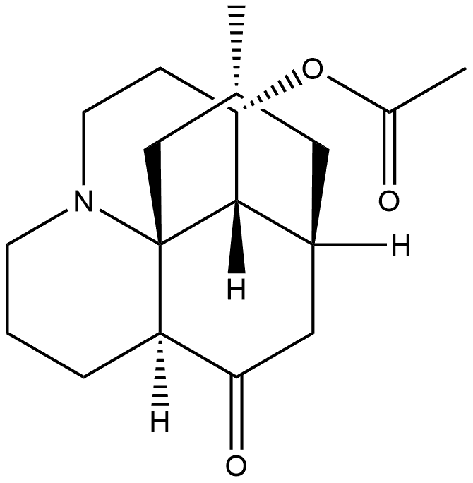 1,9-Ethanobenzo[i]quinolizin-14-one, 8-(acetyloxy)dodecahydro-11-methyl-, (1S,5R,8S,8aR,9S,11R,12aR)- Struktur