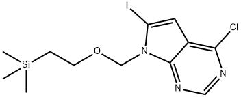 7H-?Pyrrolo[2,?3-?d]?pyrimidine, 4-?chloro-?6-?iodo-?7-?[[2-?(trimethylsilyl)?ethoxy]?methyl]?- Struktur