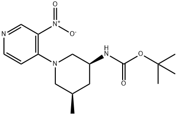 Carbamic acid, N-[(3S,5R)-5-methyl-1-(3-nitro-4-pyridinyl)-3-piperidinyl]-, 1,1-dimethylethyl ester Struktur