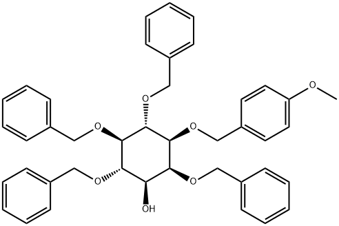 myo-Inositol, 1-O-(4-methoxyphenyl)methyl-2,4,5,6-tetrakis-O-(phenylmethyl)- Struktur